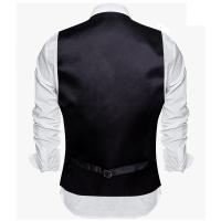 Chaleco de seda para hombre, 30 colores, liso, negro, azul, verde, rojo, Pik Gold Champain, chaleco ajustado de satén morado, Tops para hombre - details 53