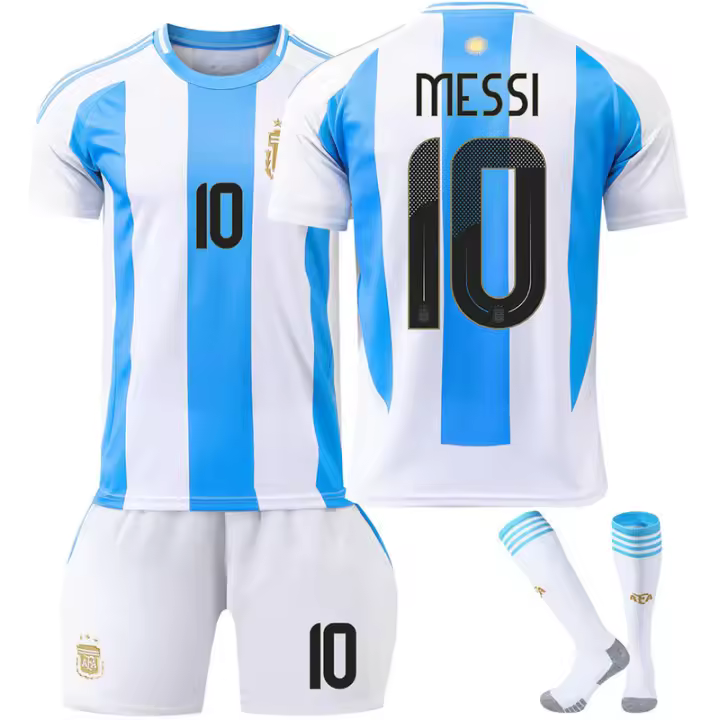 2425 Uniforme de Fútbol de Argentina No. 10 Messi Messi 11 Di María Camiseta Americana Conjunto Infantil - 1