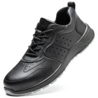 Zapatos de trabajo de seguridad con aislamiento de 6KV para hombres y mujeres, zapatos de cuero negros impermeables, zapatos de cocina antideslizantes, botas indestructibles - details 5