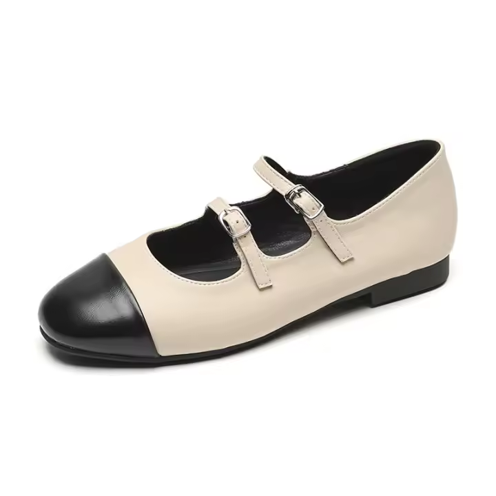 Zapatos Mary Jane plateados, estilo francés, planos de una sola tira, talla grande, para mujer, 2025 - 1