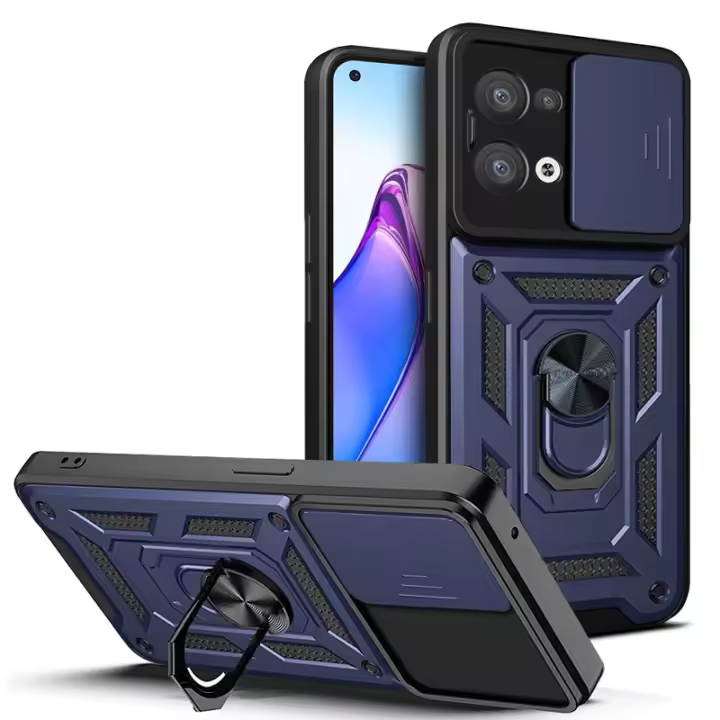 Funda de lujo para cámara OPPO Reno, cubierta protectora deslizante con material exterior de PC + TPU - 1