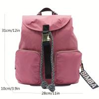 Mochila de nailon para desplazamientos y actividades al aire libre: mochila informal duradera con correas ajustables para los hombros, múltiples compartimentos, cierre con cordón y llavero - details 1