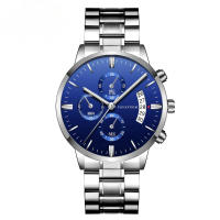 Correa de acero inoxidable business casual calendario reloj de cuarzo para hombres impermeable negro acero fino - details 5