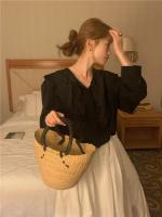 Blusa de verano para mujer, camisa de primavera, blusa para mujer, Blusas largas de gasa, informales, elegantes, Vintage, de manga larga, holgada de gran tamaño, blanca - details 26