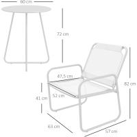 Conjunto de Jardín Exterior Mesa Redonda y 2 Sillas de Terraza con Marco de Acero y Cojines Ajustables para los Pies - details 15