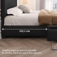 Cama Tapizada de Piel Marco de Cama Doble con 2 Cajones Ajustables en Altura - details 4