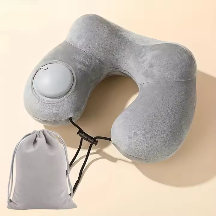 Almohada de Viaje Inflable en Forma de U Almohada de Air Portátil Cojín de Soporte para el Cuello - 1