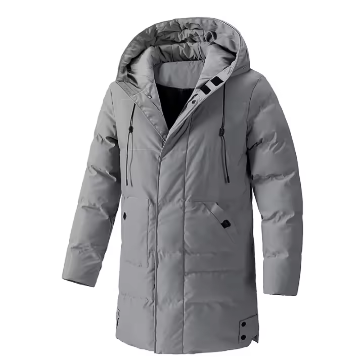 Parkas con bolsillos grandes para hombre, ropa de algodón cálida, abrigos de ocio con capucha de longitud media, moda de invierno, novedad de 2024 - 1