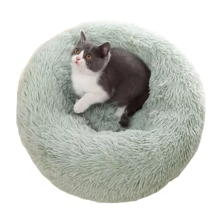 Cama de Donut calmante para gatos y perros, transpirable, suave, peluda, cómoda, Anti ansiedad, cama para perros pequeños y medianos - 1