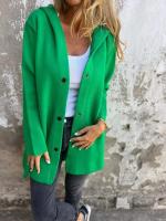 2025 Chaqueta casual con capucha de un solo pecho, color sólido, otoño e invierno, - details 5