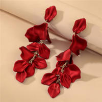 Pétalos de rosa largo borla pendientes moda elegante influencer temperamento alto sentido ambiental Pendientes mujer - details 0