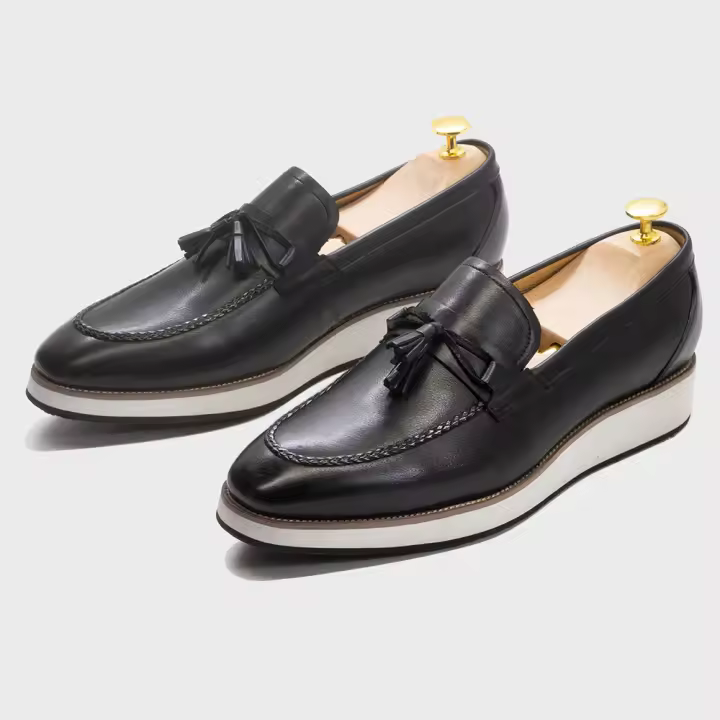Zapatos bajos retro de cuero con borlas para hombre - 1