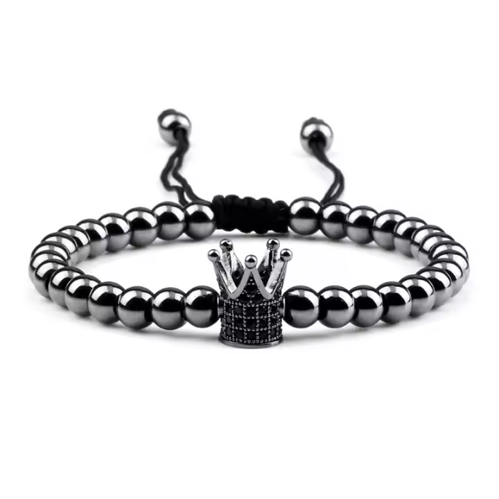 Casco Corona Pulsera Trenzada Mujer 5MM Oro y Plata Cuentas de Cobre Pulsera Ajustable Regalo de Cumpleaños para una Buena Amiga - 1