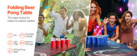 SucceBuy Mesa de Beer Pong portátil de 8 pies, mesa plegable con asas de transporte y 6 bolas de Pong, altura ajustable - details 0