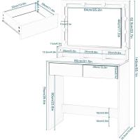 Mueble de Maquillaje Moderno con Luz LED y Espejo Grande Mesa de Vestidor de Estilo y Organización con 2 Cajones y 3 Compartimentos Abiertos - details 2