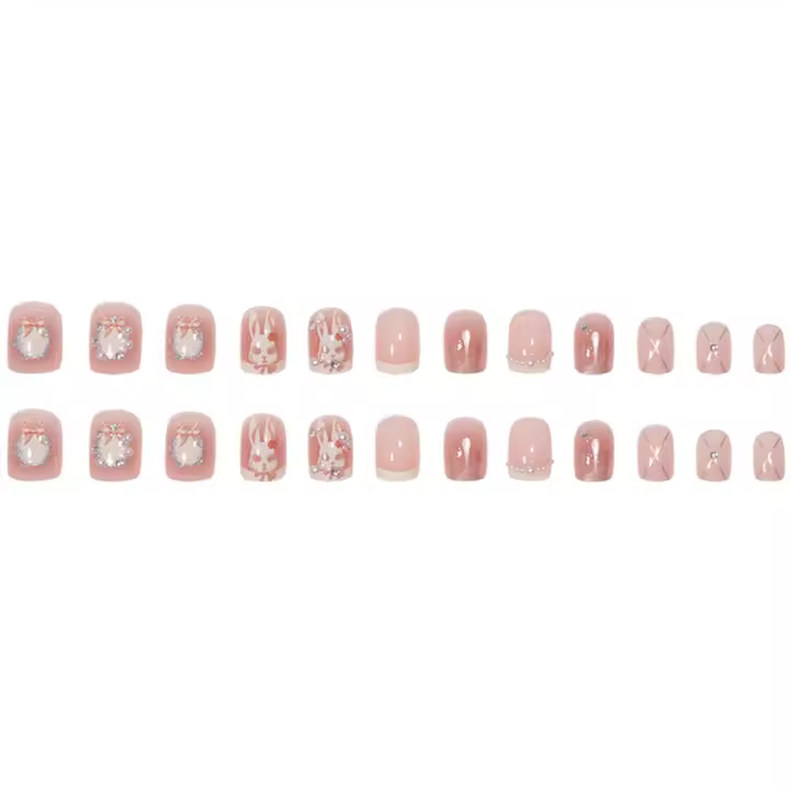 Uñas Reutilizables para Mujer y Niña, Accesorio de Cobertura Total con Resina, 24 Piezas - 1