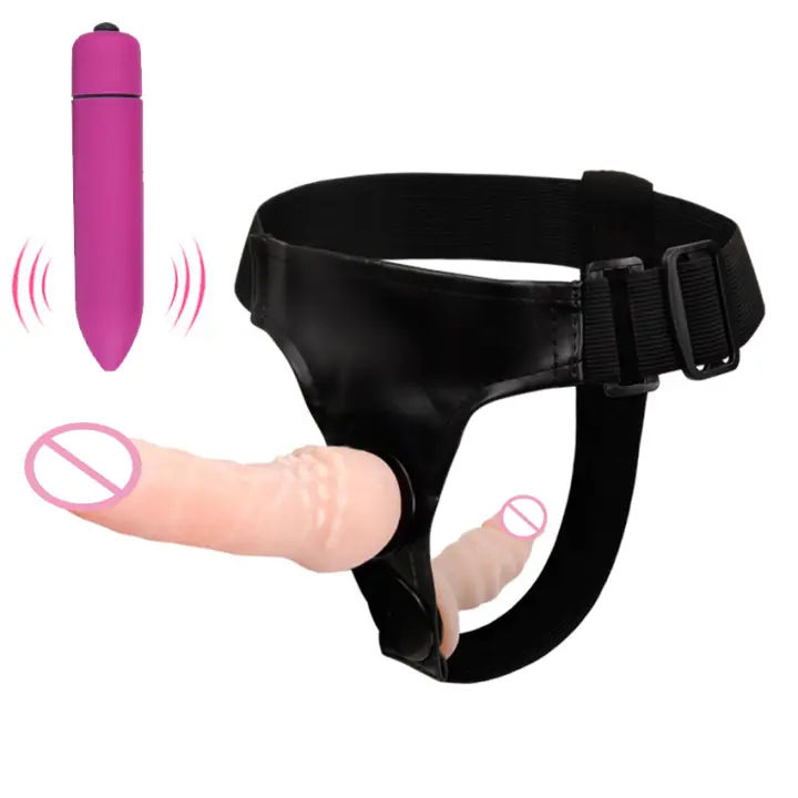 Consolador con correa en el cinturón para mujer, vibrador de doble cabeza, pene Artificial, usable, eléctrico, vibrador para lesbiana, Juguetes sexuales - 1