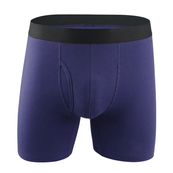 Calzoncillos bóxer de algodón puro para hombre, apertura amplia, color liso deportivo - 1