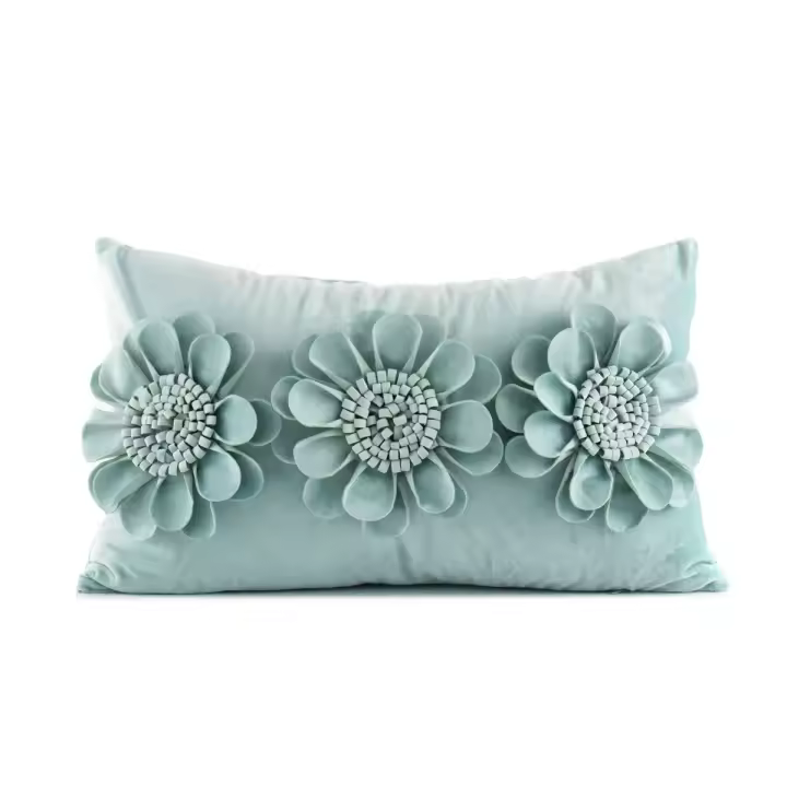 Funda de Almohada de Bordado Floral 3D de Lujo Terciopelo Holandés 30X50/45X45CM - 1