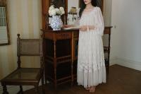 Camisones largos de encaje blanco con bordado vintage para mujer, ropa de dormir de manga larga de princesa retro, vestido de vacaciones de otoño y primavera - details 16