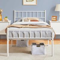 Cama de Metal Moderno con Marco Tamaño Individual/Doble Diseño Juvenil para Dormitorio y Habitación de Invitados Blanco Tamaño 90 x 190 cm - details 0