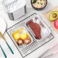 Bandeja Rectangular de papel de aluminio antiadherente, recipiente para alimentos de 130/410/700/750ml, bandeja para hornear desechable, 10 Uds. - details 7