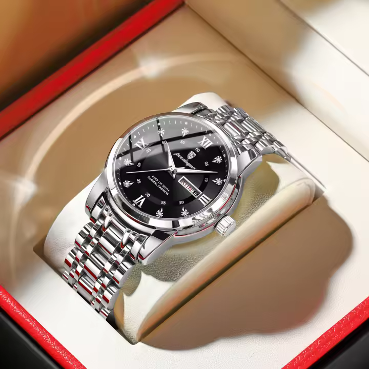 POEDAGAR Reloj de Hombre Impermeable Doble Calendario Cuarzo Luminoso Marca de Joyería Casual - 1