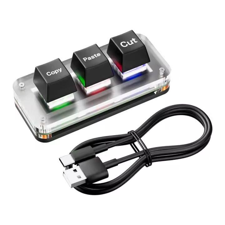 Corte de 3 teclas Copiar Pegar Ctrl X C V Atajo RGB Ro OSU Teclado Nical programable para juegos o trabajo - 1