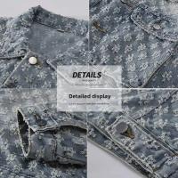 Chaqueta vaquera holgada informal de estilo americano para parejas, prendas de vestir exteriores con diseño de estampado Vintage a juego, colección de moda de otoño para hombres - details 8
