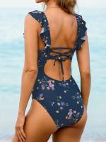Bañador para Mujer Volante Cuello en V Fruncido Traje de Baño de Una Pieza - details 21