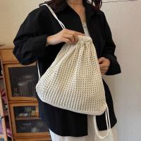 Bolso de hombro tejido de Color sólido, mochila de ganchillo bohemia de estilo perezoso de gran capacidad, versátil - details 6