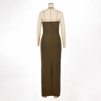 Vestido largo sin mangas con cuello Halter y borlas para mujer, vestido de fiesta adelgazante alto para banquete de boda de noche ajustado de verano - details 25