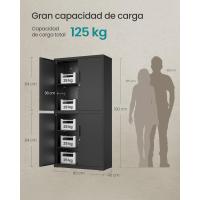 Armario de Garaje de 5 Estantes con 4 Puertas, Armario de Oficina, 40 x 80 x 180 cm, 2 Cerraduras, Estantes Ajustables, Gabinete de Metal, Gris Mate OMC016G01 - details 7
