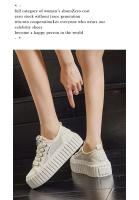 Zapatos de mujer con plataforma baja, zapatos deportivos de lona blanca - details 3