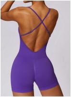 Mono de Yoga para Mujer Kailuoka Sexy Fitness Romper Sin Mangas y Espalda Disfraz Deportivo Corto en Color Sólido para Otoño e Invierno Material Exterior de Nylon - details 28