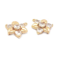 Colgantes de latón y circonita de Color dorado de 18K, varios dijes de flores, joyería artesanal de alta calidad, accesorios para collar y pendientes - details 23