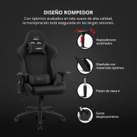 DR110 - Silla Gaming Profesional, Tejido Tejido Alta transpirabilidad, reposabrazos 4D, Ruedas silenciosas, pistón Clase 4, inclinación, cojín Lumbar y Cervical, Color Negro - details 3