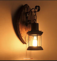 Vintage lámparas de pared Ironwood restaurante lámparas de pared industrial retro café bar montado en la pared accesorios de iluminación lámparas - details 0