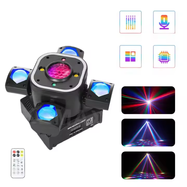 Luz de Fiesta de 80W en Forma de Lira Efecto de Disco con 4 Brazos Control Remoto DJ - 1