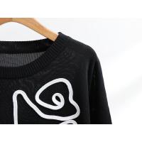 Conjunto de dos piezas para mujer, top de punto de manga corta holgado con cuello redondo abstracto simple de verano y falda recta a la cintura. - details 16