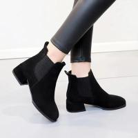 Botines de punta redonda sin cordones para mujer, botas de tacón cuadrado de 3,5 cm, color negro, talla 35-43, Otoño e Invierno - details 0
