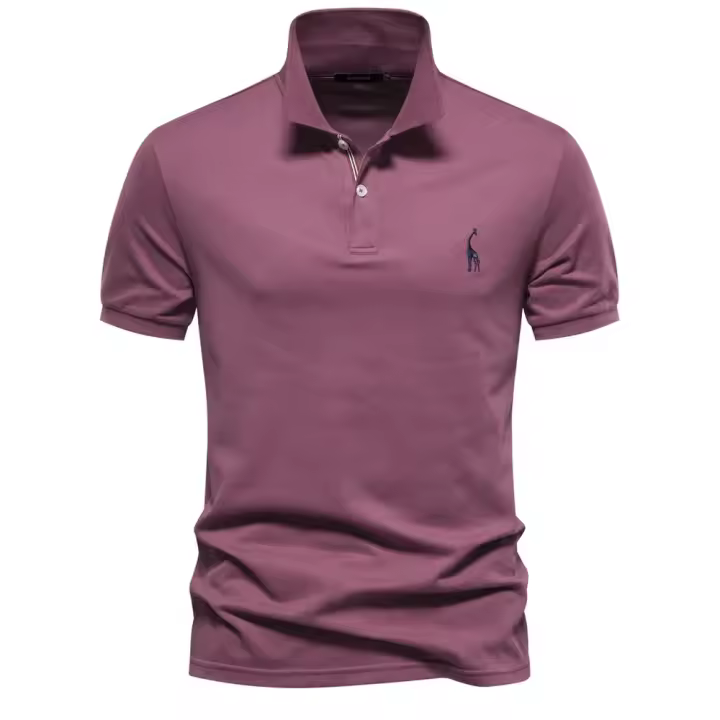 polos hombre manga corta ropa hombre día del padre Verano de alta calidad de algodón transfronterizo bordado de ciervos Polo camiseta de hombre Color sólido solapa Tops básicos de manga corta para hombres - 1
