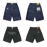 Pantalones Cortos Hip Hop para Hombres Y2K Haruku Jeans Sueltos de Cintura Alta, Bordados, Estilo Retro, Negro, Gimnasio, Punk Rock - details 0