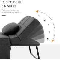 Silla de Dormir Conversible con 5 Posiciones de Retirada Reposacabezas para Salón Carga de 200kg - details 4