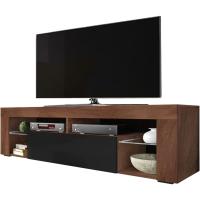 Mueble TV Moderno/Mesa TV/Mueble para Salón / 140 cm (sin LED, Nogal/Negro Brillante) - details 0
