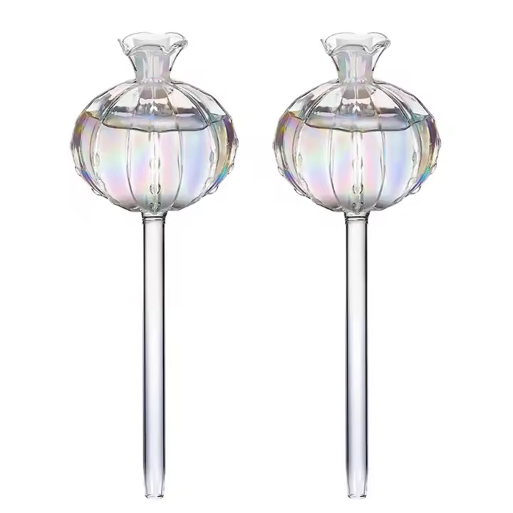 Bombillas de riego automático de plantas de vidrio, sistema de riego por goteo con forma de flor, gotero de agua para plantas de interior - 1