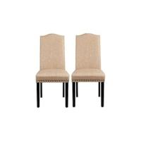 Juego de 2 Sillas de Comedor Silla Acolchada con Respaldo Alto Patas de Madera Silla Tela para Comedor Cocina Gris Oscuro - details 4