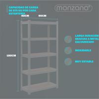 1750Kg 180x90x40cm Cargas Pesadas Taller 10 Estantes MDF Plata - details 2