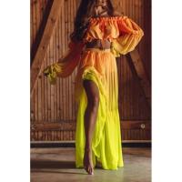 2025 nuevo traje de falda de medio cuerpo, estilo vacacional, conjunto de dos piezas de colores chocantes para mujer - details 9