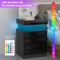 Mesita de Noche Inteligente con 3 Cajones, Mesita de Noche para Dormitorio, Mesas Auxiliares de Madera Estilo Moderno para Sala de Estar 45 x 40 x 67 cm - details 4